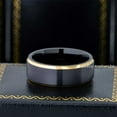 thumbnail image 3 of 8mm Men's Black Cobalt Wedding Band, Brushed Finish Yellow Gold Beveled Edge Ring - CT852WAs8, 3 of 4