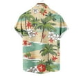 thumbnail image 5 of VBTAPA Mens Hawaiian Floral Shirt Short Sleeve Palm Tree Printed Button Down Shirts Summer Beach Vacation Tops Light Green S, 5 of 6
