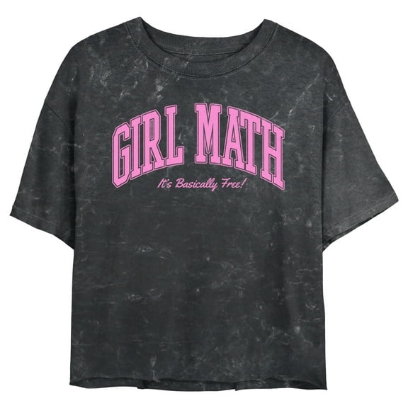 Junior's Lost Gods Girl Math It's Basically Free Graphic Crop T-Shirt Black 2X Large