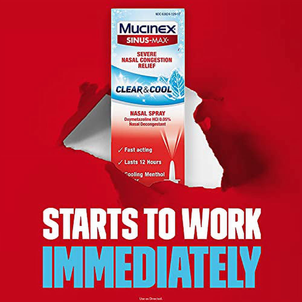 Mucinex Mucinex Severe Nasal Congestion Relief Clear & Cool Nasal Spray, Cooling Menthol Flavor (Pack Of 3), 3/4 Fl Ounce