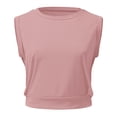 thumbnail image 4 of 2pack Women Casual Crew Neck Turtle Neck T Shirts for Women Solid Color Loose Fit Crop Tank Top Summer Workout Yoga Sports Sleeveless Crewneck T Shirt Vest Sleeveless Crop Top for Women, 4 of 5
