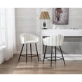 thumbnail image 3 of Guyou 26" Height Velvet Bar Stools Set of 2, Upholstered Counter Height Chairs with Petal Back and Metal Legs for Restaurant Kitchen Island Bar, White, 3 of 11