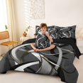 thumbnail image 4 of Homewish Gray Spiral Swirl 7 Pieces Full Size Bedding Sets,Classic Contemporary Full Size Bed in a Bag,Black Reversible, 4 of 8
