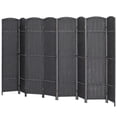 thumbnail image 2 of 8-Panel Folding Room Divider, Charcoal Gray Woven Polypropylene with Pine Wood Frame, Elegant Arched Top Privacy Screen for Home Office, No Assembly Required, 2 of 7