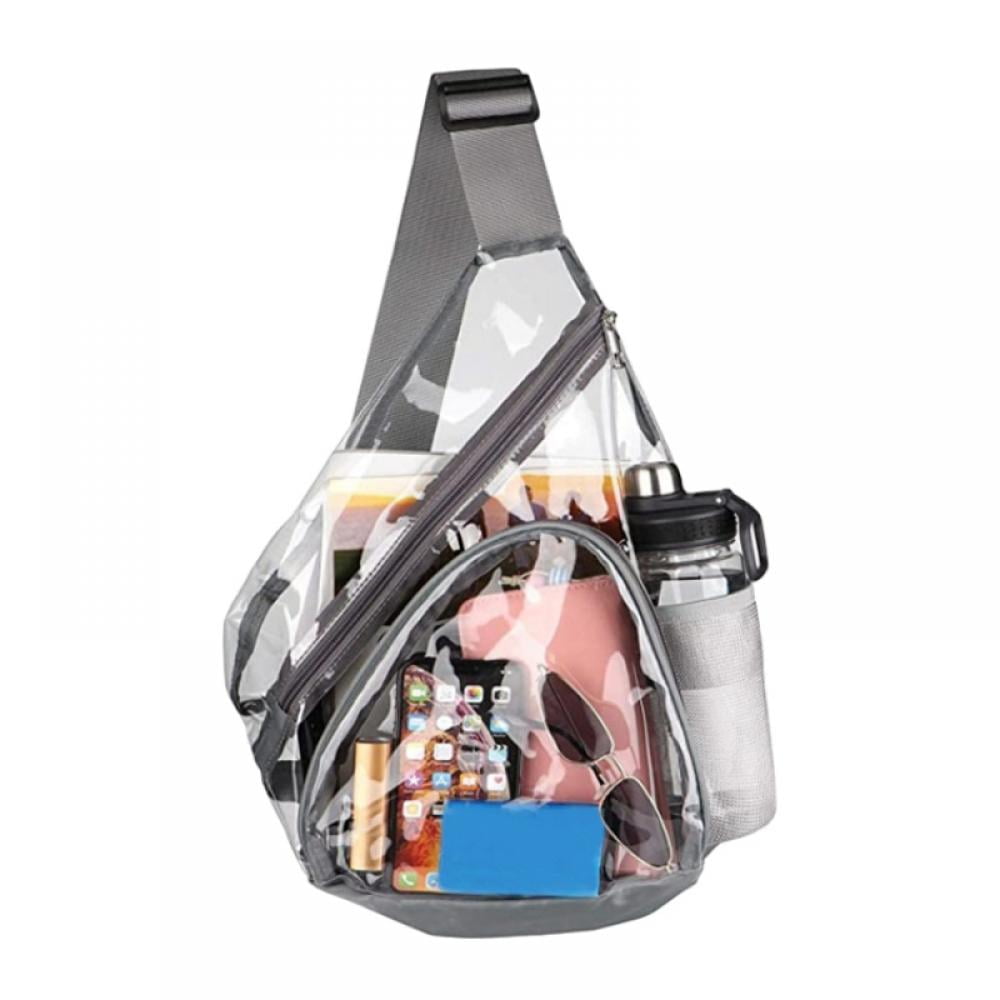 Clear PVC Sling Bag Stadium Approved, Backpack with Adjustable Stra