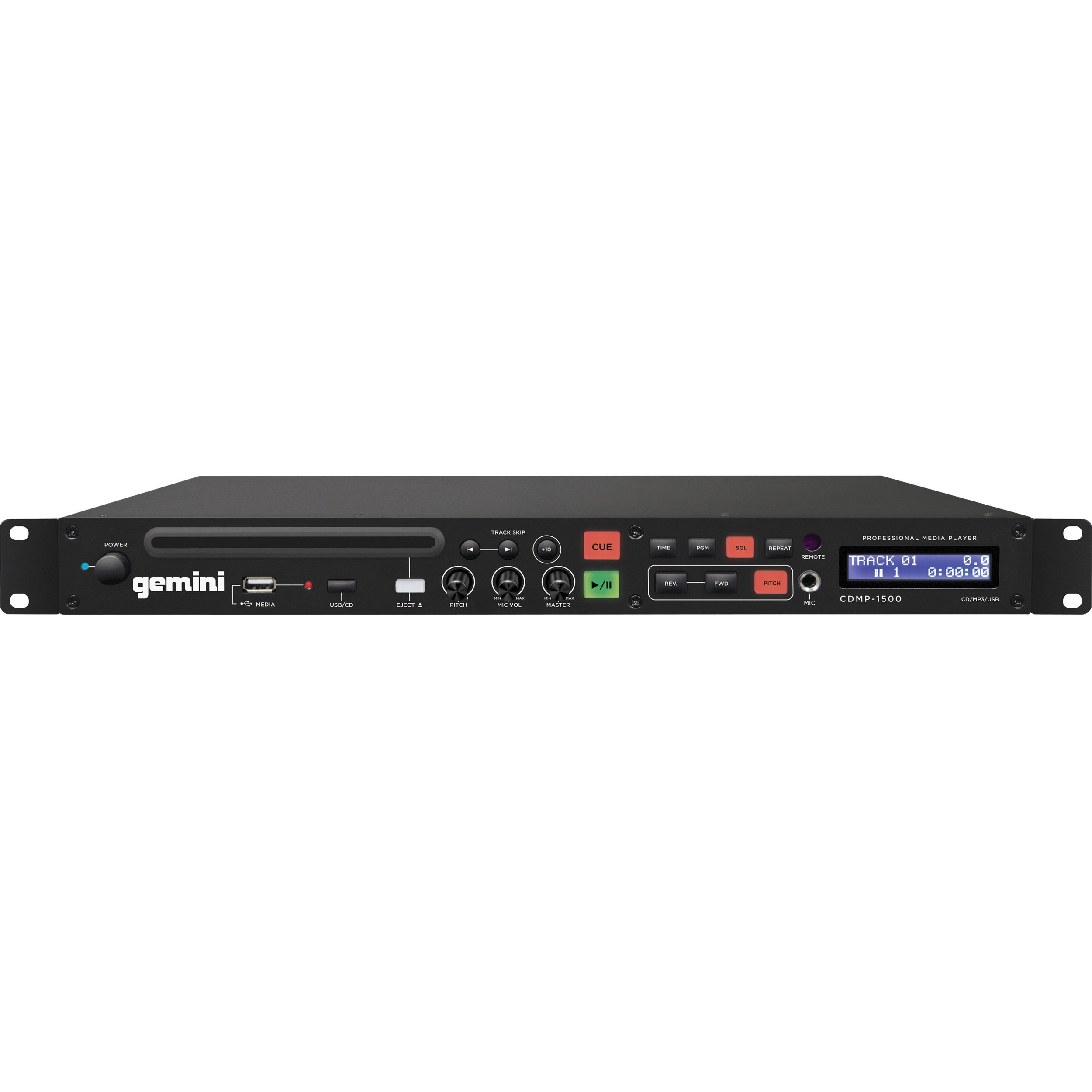 gemini CDMP-1500 19-inch Professional 1U Rackmount Single CD / MP3 / USB Player (cdmp1500) - image 2 of 2