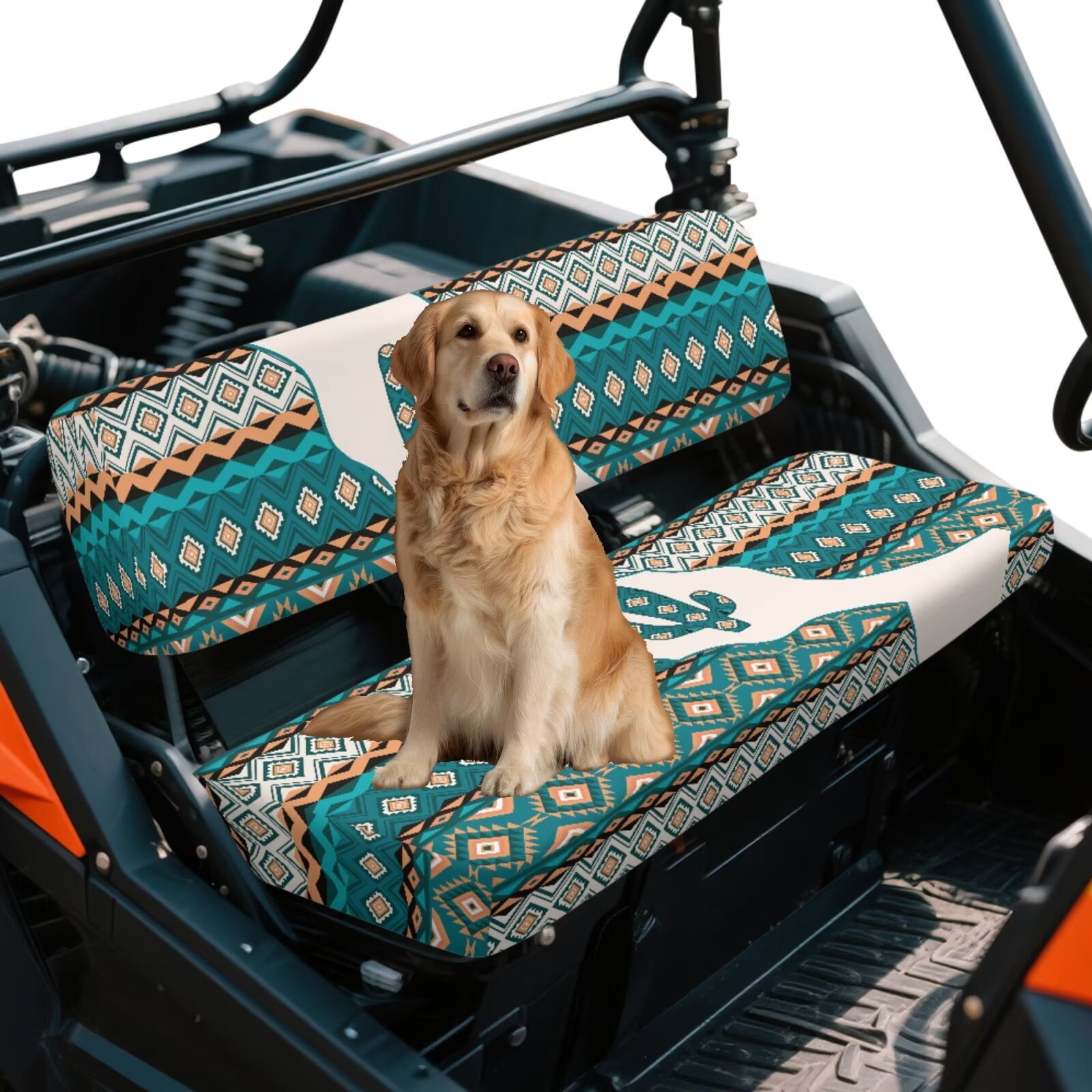 Garronmavis Aztec Cactus UTV Seat Covers with Elastic Edges Easy to Install UTV Bench Seat Cover Set Accessories Compatible with Kawasaki Mule 4010 4x4 Diesel (2009-2013)