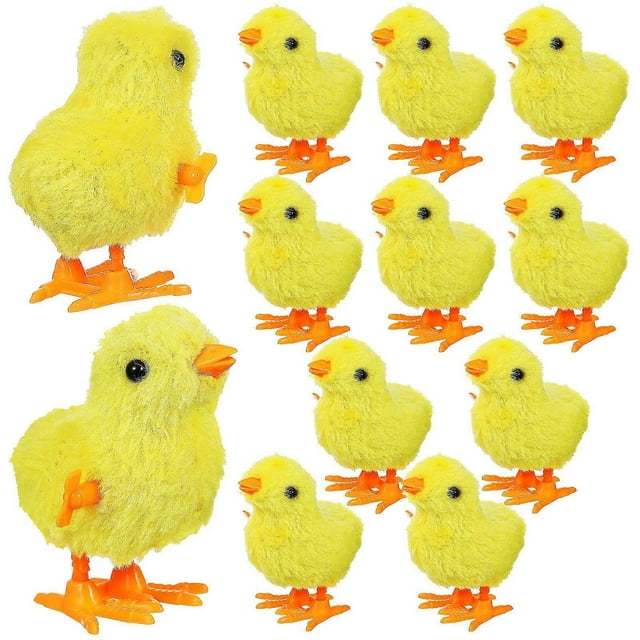 12 Pcs Wind Up Chick Toys Wind-Up Jumping Cute Small Chicks Plush Chicken Walking Toy Plush Chicks For Kids Goodie Bags Party Favors