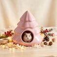 thumbnail image 5 of Qocolcyl Pink Ceramic Christmas Tree Hamster House, Pinaster Shaped Small Pet Hideout Bed, Breathable Cooling Habitat For Hamsters, Gerbils And Small Rodents, 5 of 7