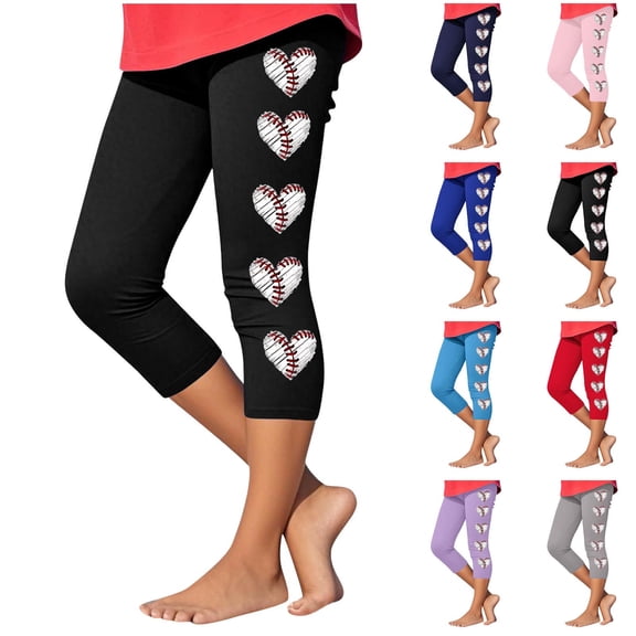 Asxite Girls Print Pants Yoga Pants Casual Summer Capris 4-13 Y