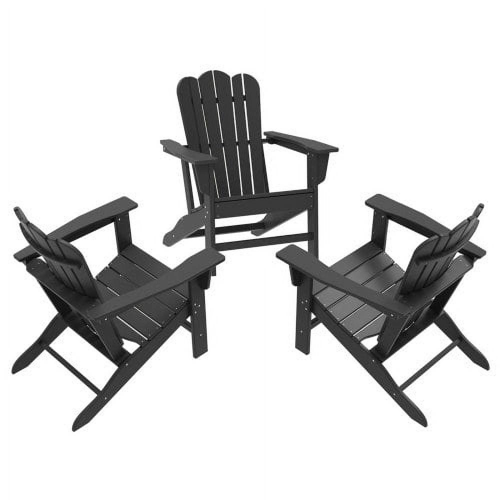 Adirondack Chair Plastic Weather Resistant, Backyard Chair for Patio Deck Garden Set of 3, with 2 Plastic Chairs & an Outdoor Side Table, Folding Outdoor Chair, Chair Patio Garden Chairs Black - image 5 of 7