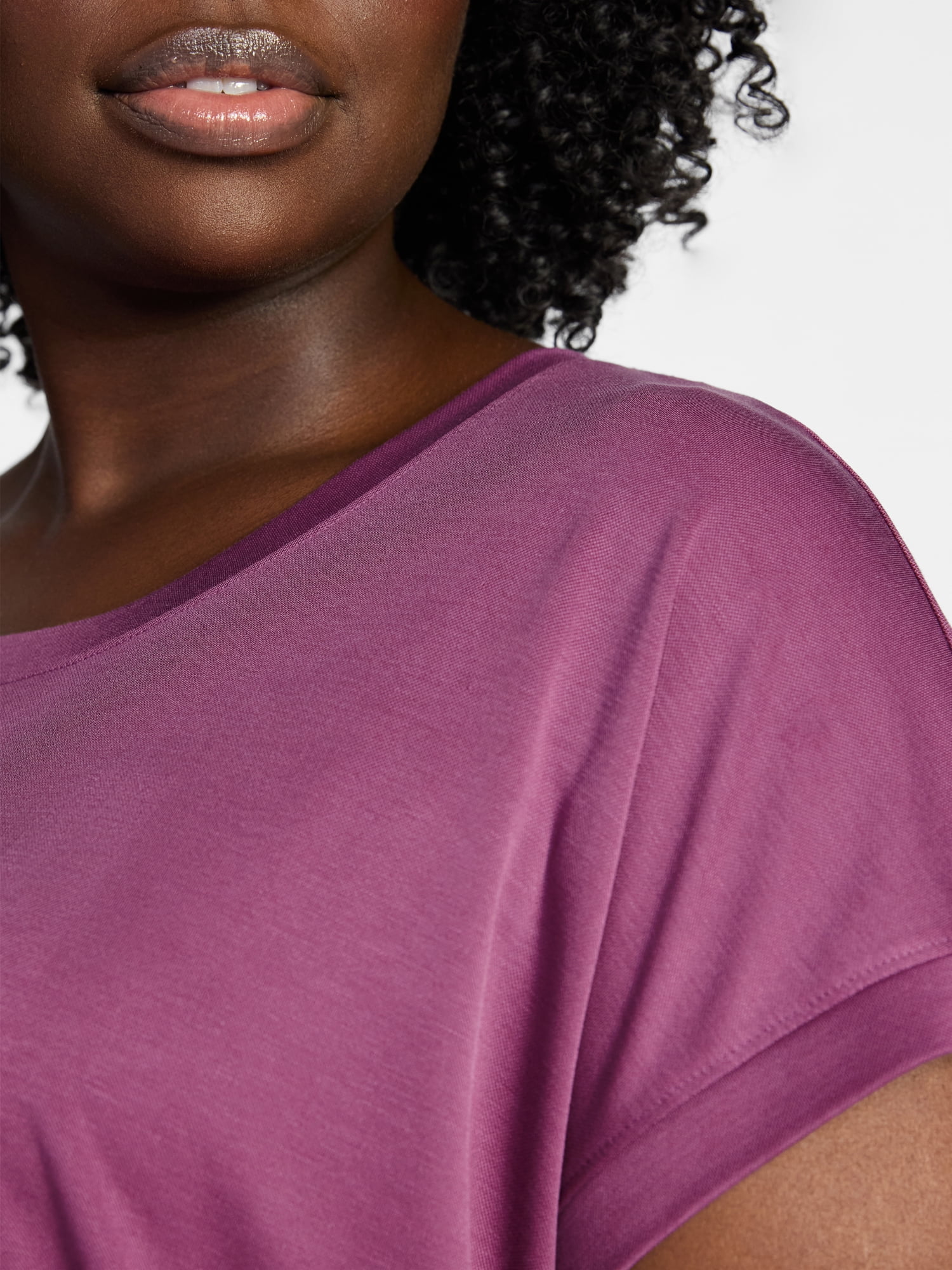 Terra & Sky Women’s Plus Scoop Neck Tunic Tee with Short Sleeves, Sizes 0X-5X