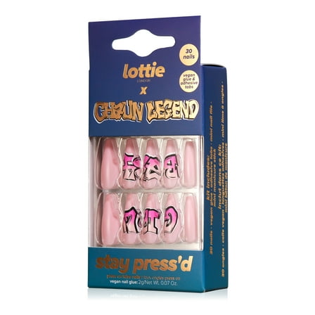 Lottie London x Chaun Legend Stay Press'd, Press On Nail Set, Baby Girl, 30 Coffin Shape Nails