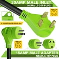 thumbnail image 2 of Leisure Cords 15' Power/Extension Cord with 30 AMP Male Standard/30 AMP Female Locking Adapter (30 Amp - 15 Foot) RV Camper Cord, 2 of 7