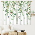 thumbnail image 2 of Green Leaves Hummingbird Kitchen Curtains Spring Eucalyptus Sage Green Bathroom Curtains Window Treatment Drape Tier Botanical Plant Cafe Small Bedroom Short French Door Curtains 28x40 Inch, 2 of 8