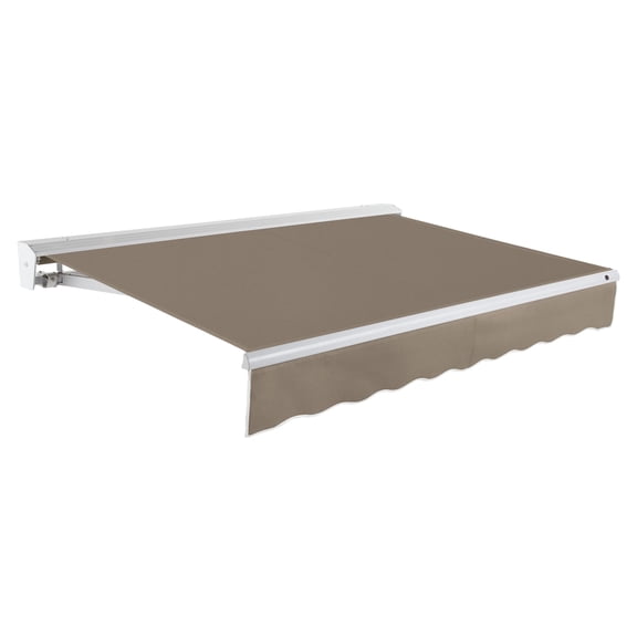 Awntech 10 Ft Destin Manual Heavy Duty Patio Retractable Awning with Protective Hood (120in x 10.38in x 96in), Taupe