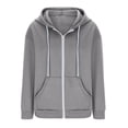 thumbnail image 4 of Baberdicy Zip up Hoodie Women Womens Casual Solid Long Sleeve Zipper Hooded Coat Pocket Sweatshirt Tops Essentials Hoodie Grey, 4 of 5