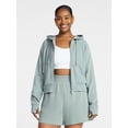 thumbnail image 2 of Athletic Works Women's Mineral Wash French Terry Cropped Zip Hoodie, Size XS-XXXL, 2 of 7
