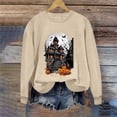 thumbnail image 5 of Qingpeng Womens Halloween Sweatshirt Crew Neck Fashion Cute Long Sleeve Fleece Crewneck Sweatshirt for Holiday Wear, 5 of 6