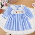 thumbnail image 2 of Zshosam Robes pour Ados Tout-Petits Petite Robe Bébé Fille Robe Imprimée Robe Smockée Manches Courtes Col Claudine Robes à Carreaux Taille 2T 3T,(Bleu 2-3 Ans), 2 of 7