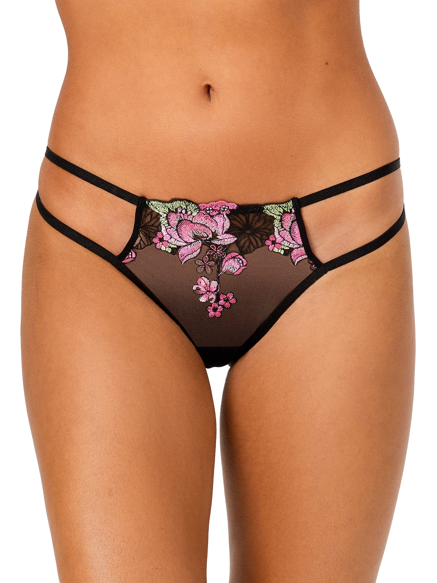 Adored by Adore Me Women’s Jamilla Mesh with Embroidery Brazilian Underwear, 2-Pack, Sizes S-XXXL