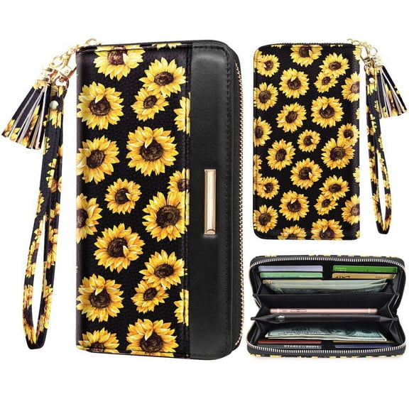 Coco Rossi RFID Blocking Female Zipper Wallet, Sunflower