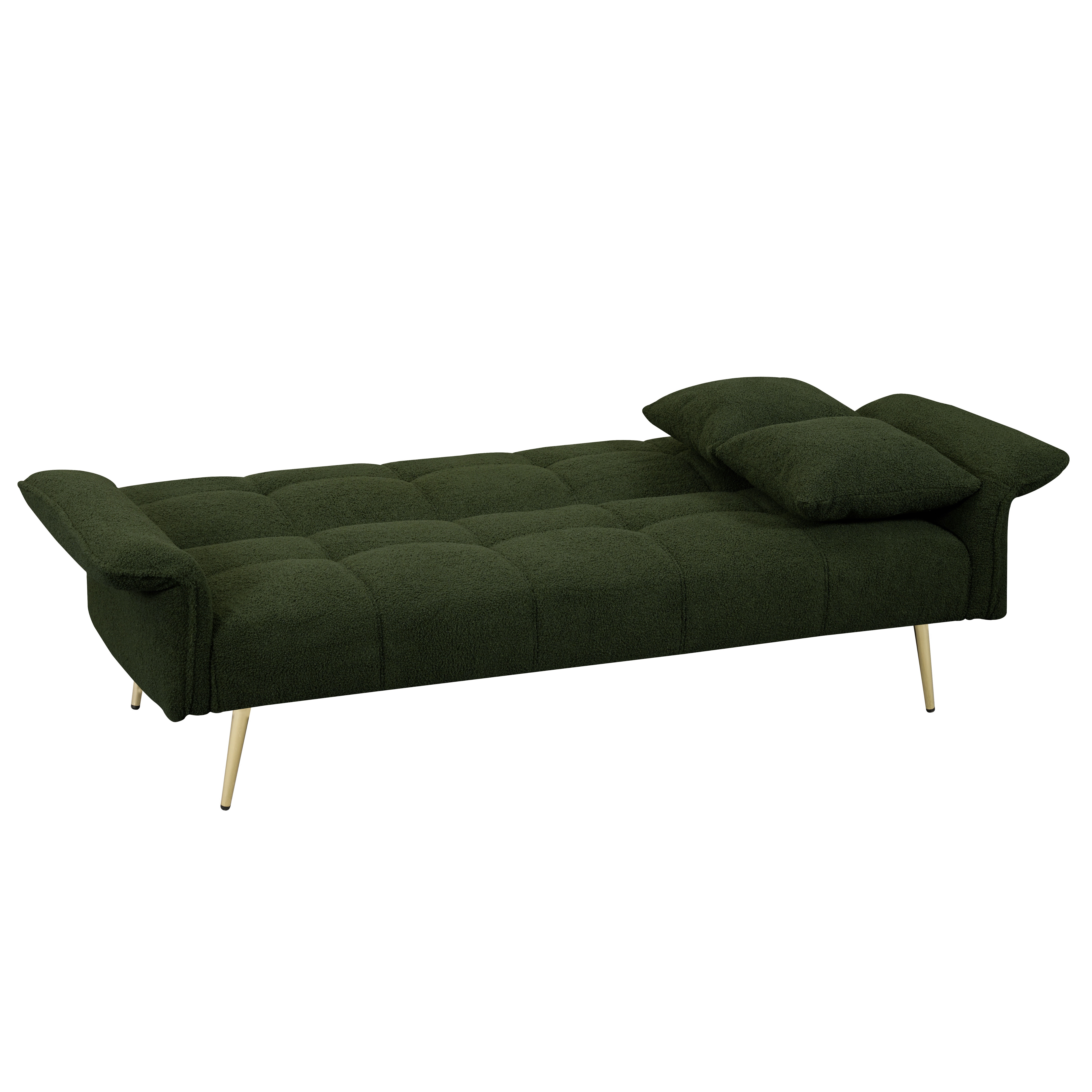 CARZZI 70" Upholstered Teddy Loveseat Sofa, Convertible Futon Sofa Couch with Adjustable Arms, Deep Seat 2 Seater Comfy Cushion Love Seat for Small Space Living Room Bedroom Apartment, Green