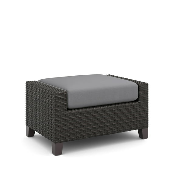 New Classic Furniture Skye Wicker Patio Ottoman in Gray (Set of 2)