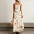 thumbnail image 3 of 2026 New Women's Boho Floral Print Tiered Maxi Dress Square Neck Spaghetti Strap Vintage Vacation Long Dress, 3 of 5