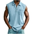 thumbnail image 3 of LODIENY Athletic Tank Tops Men Big and Tall Henley Shirts Sleeveless Muscle Gym Workout Running Beach Summer Vintage Button Up Biker Tee Vest with Pockets Blue XXL, 3 of 7