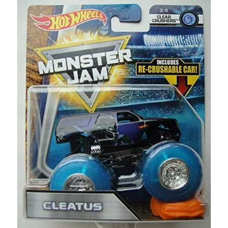 Jam Crusher - Hot Wheels Monster Jam Cleatus Clear Crushers with Re-Crushable Car 1:64 Scale Monster Truck