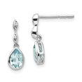 thumbnail image 1 of 925 Sterling Silver Blue Topaz Diamond Post Dangle Teardrop Earrings Drop Gemstone Fancy, 1 of 7