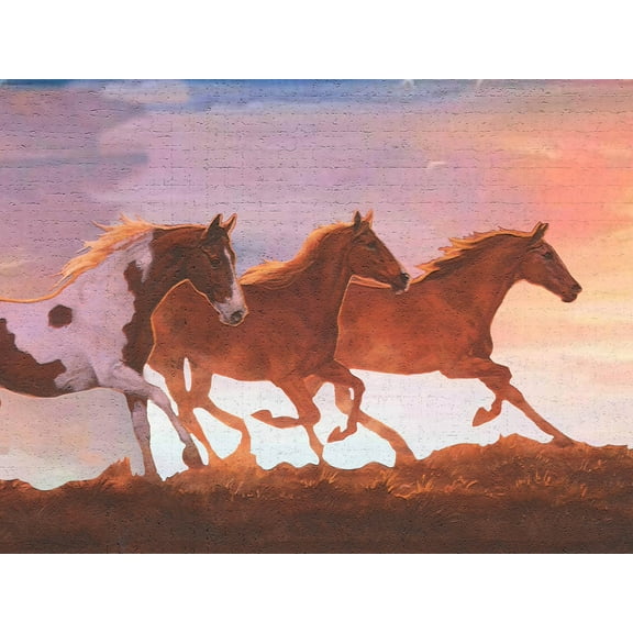 Dundee Deco's Peel and Stick Wallpaper Border - Nature Orange Brown Purple Horses Wall Border Retro Design, 15 ft x 7 in, Self Adhesive