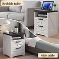 thumbnail image 6 of Ataucjin Farmhouse Nightstand with Fast Charging Station,Bed Side Tables Bedroom with 2 AC Outlets, 2-Drawer USB & Type-c Ports,Industrial End Table for Bedroom, Living Room, 6 of 8