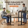 thumbnail image 4 of 55" x 24" Electric Standing Desk with Keyboard Tray, Height Adjustable Sit Stand up Desk with Headphone Hook & 4 Height Memory Pre-Set for Home Office, Rustic Brown, 4 of 10