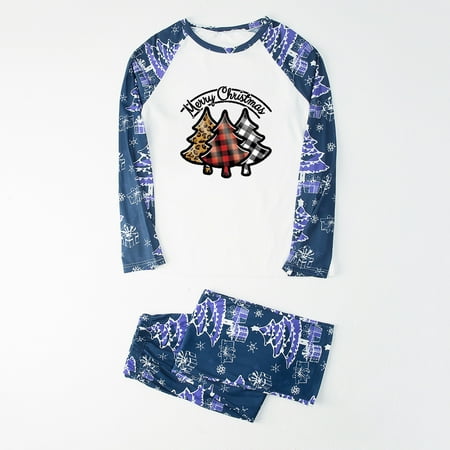 

XIAOFFENN Parent-child Warm Christmas Set Printed Home Wear Pajamas Two-piece Dad Set