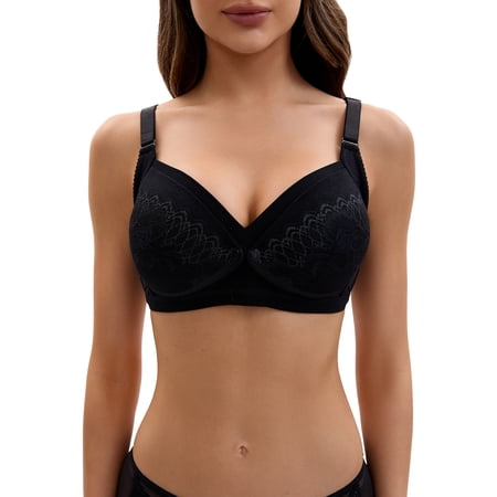 INSPIRE CHIC Nursing Bra Back to School for Women Lace Front Closure Adjustable Straps Pumping Maternity Underwear C 36 Black