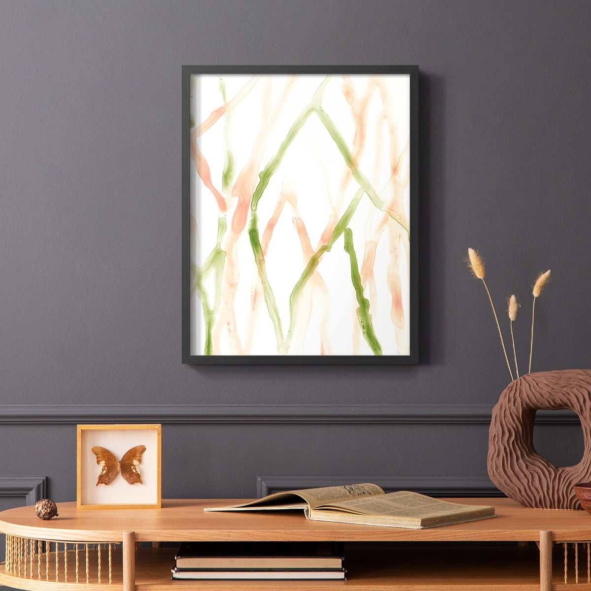Runnel XIV Framed Print in Black Solid Wood Framed Print No Nail Hanging