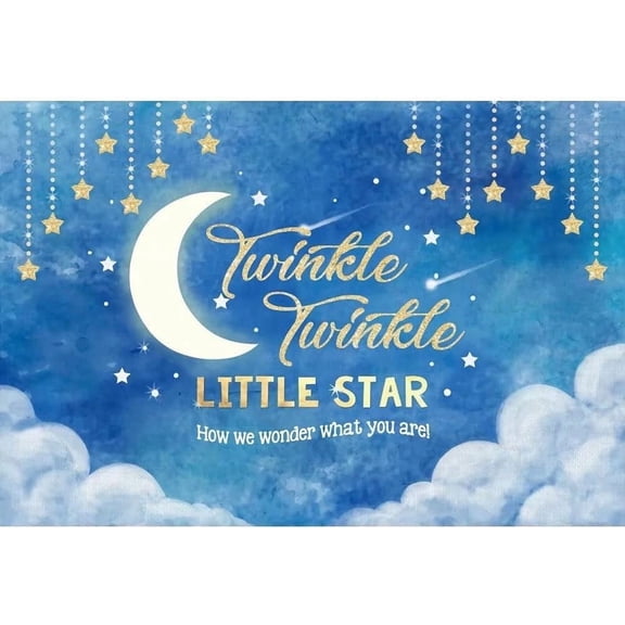 Baby Shower Backdrop Twinkle Twinkle Little Star Gender Reveal Photography Background Blue Sky Golden Star Newborn Baby Shower Party Decorations Banner Photo Props