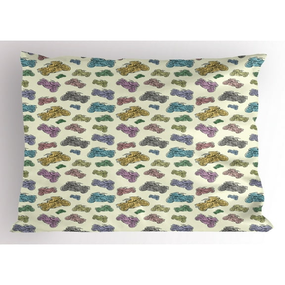 Ambesonne Motorcycle Pillow Sham, Pastel Sketch Art, 36" X 20", Multicolor