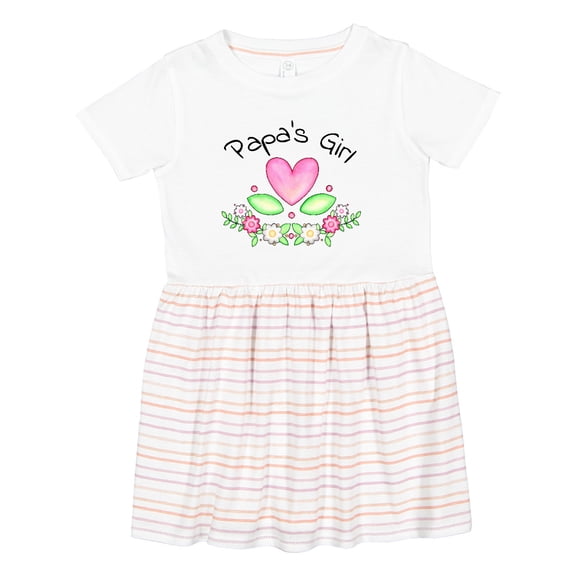 Inktastic Papa's Girl Heart Flowers Girls Toddler Dress