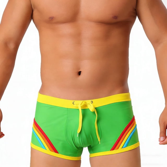 FcBaudy Men's Three-dimensional Flat-angle Swimming Trunks With Bra Cups To Embarrassment Four-cornered Swimming Trunks For Men man short