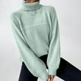 thumbnail image 2 of HAPIMO Women's Long Sleeve Sweater Casual Turtleneck Chunky Knit Loose Oversized Pullover Winter Solid Jumper Tops Teen Girls Clothes Army Green XXL, 2 of 6