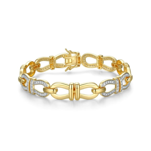 Forever Facets 18k Gold Plated Sterling Silver 1 CT TW Lab Grown Diamond Link Bracelet, Adult Female