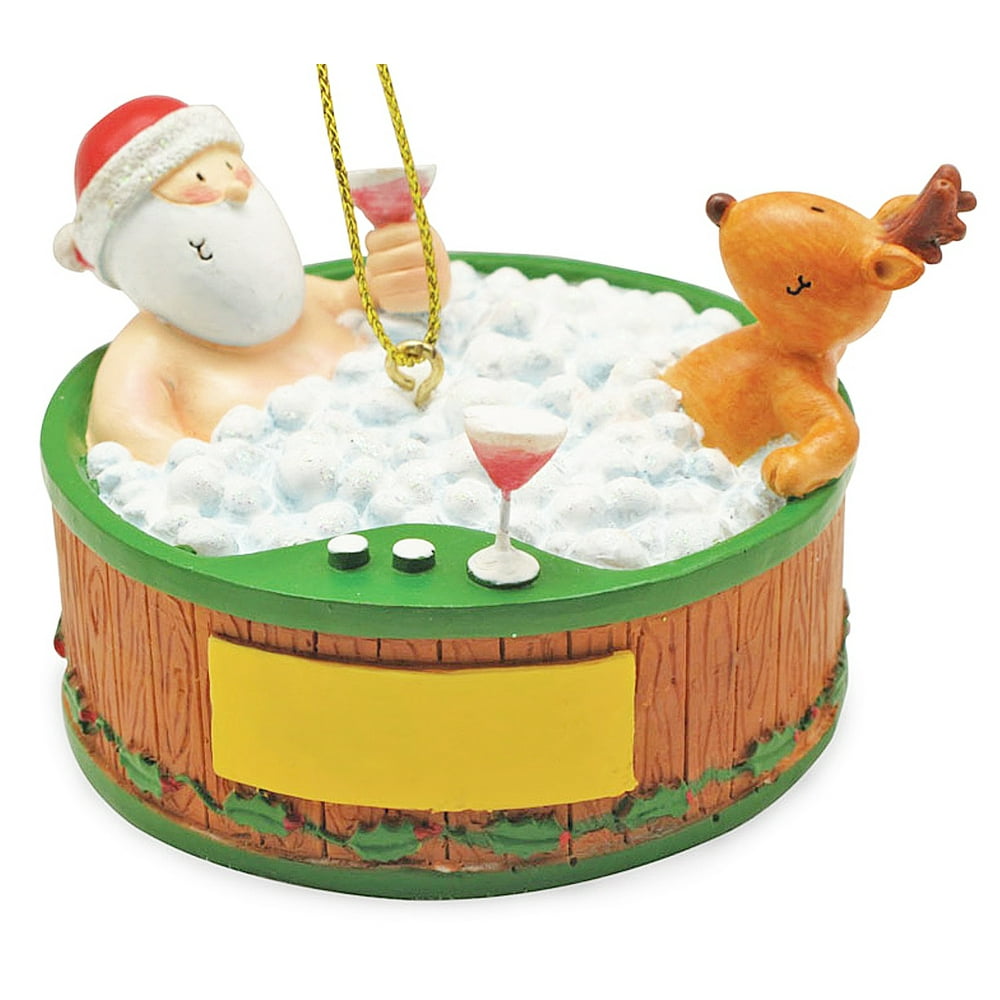 cape shore santa and reindeer relaxing in hot tub christmas holiday