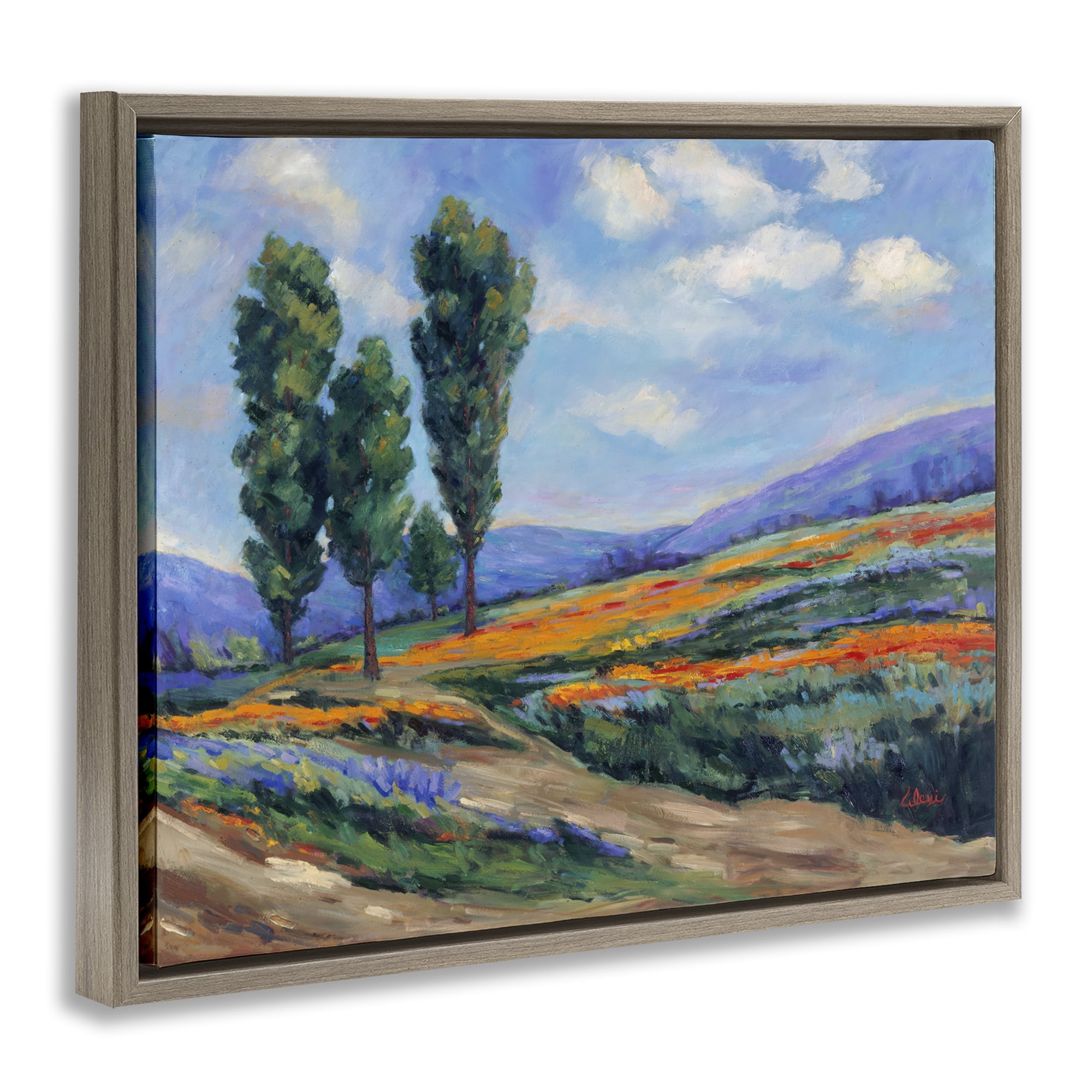 Stupell Industries Rolling Hills Traditional Landscape Landscape & Nature Painting Brown Floater Framed Canvas Art Print Wall Art, 21 x 17