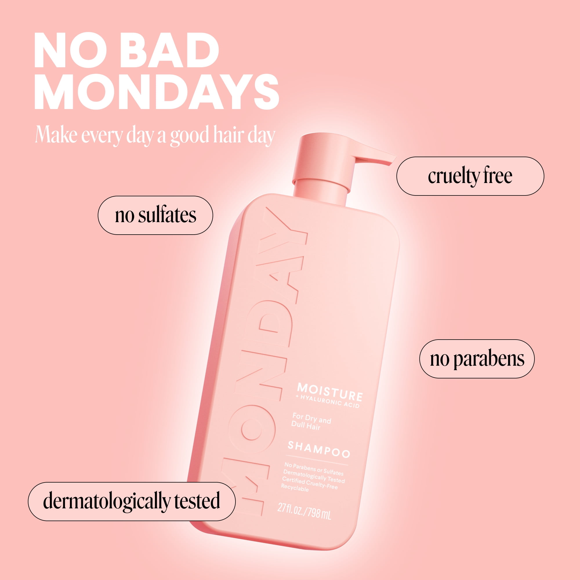 MONDAY Haircare Moisture Shampoo with Hyaluronic Acid & Shea Butter for Dry & Dull Hair 798 ml