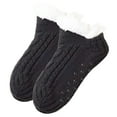 thumbnail image 3 of Indoor Non- Thermal Socks, -Lined Thick Warm Slipper Socks, V-Mouth Fluffy Winter Sherpa Slipper Socks Black, 3 of 3