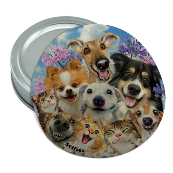 Dogs Cats Fun in the Sun Selfie Round Rubber Non-Slip Jar Gripper Lid Opener