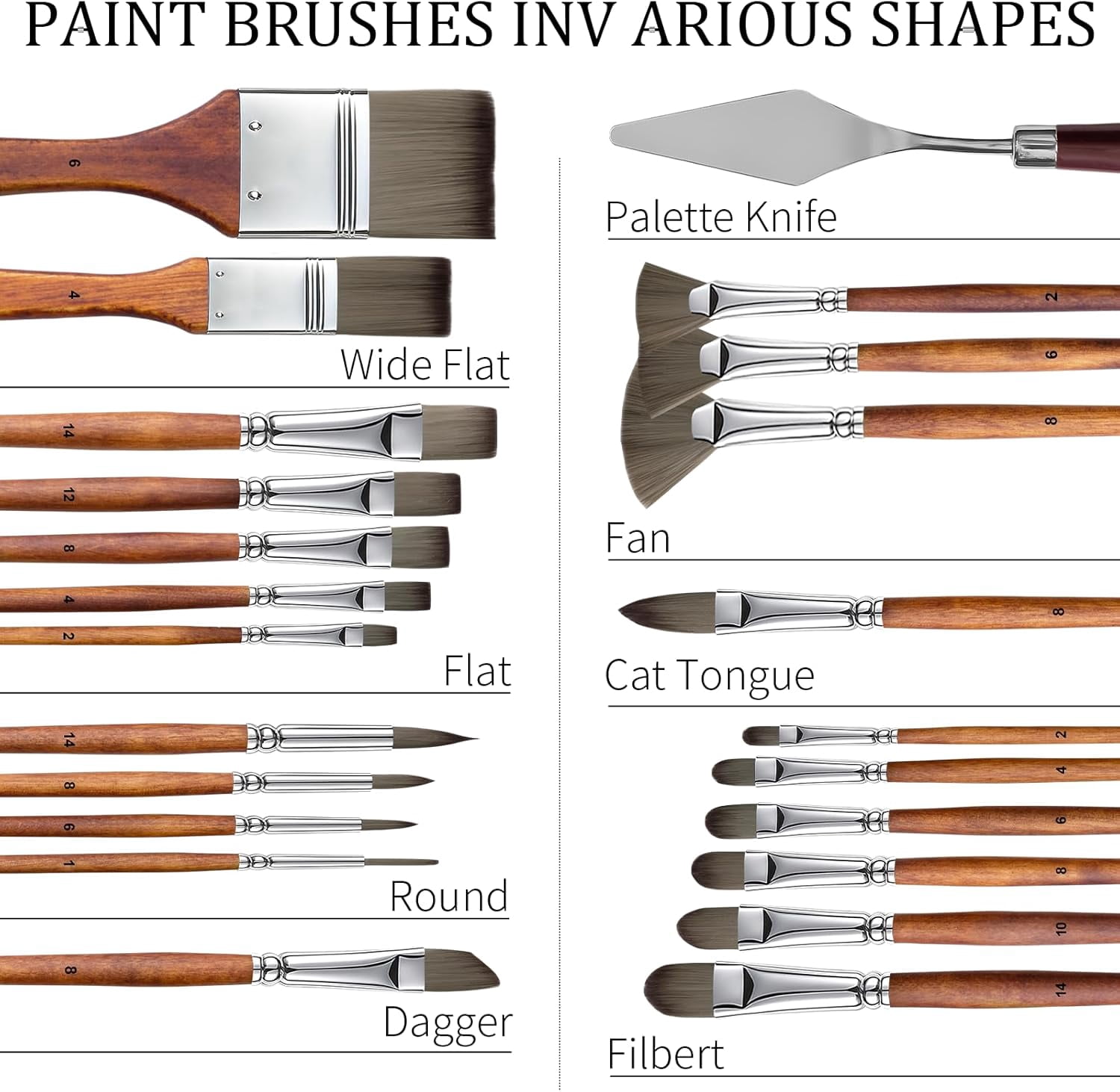 JJEAN-Paint Brush Set, Professional Paintbrushes with Palette Knife and Cloth Roll, Suitable for Beginners, Artists, Gouache, Oil, Face Painting(25pcs)